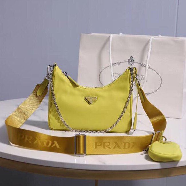 PRADA 프라다 리에디션 사피아노 가죽 트리밍 나일론 숄더백